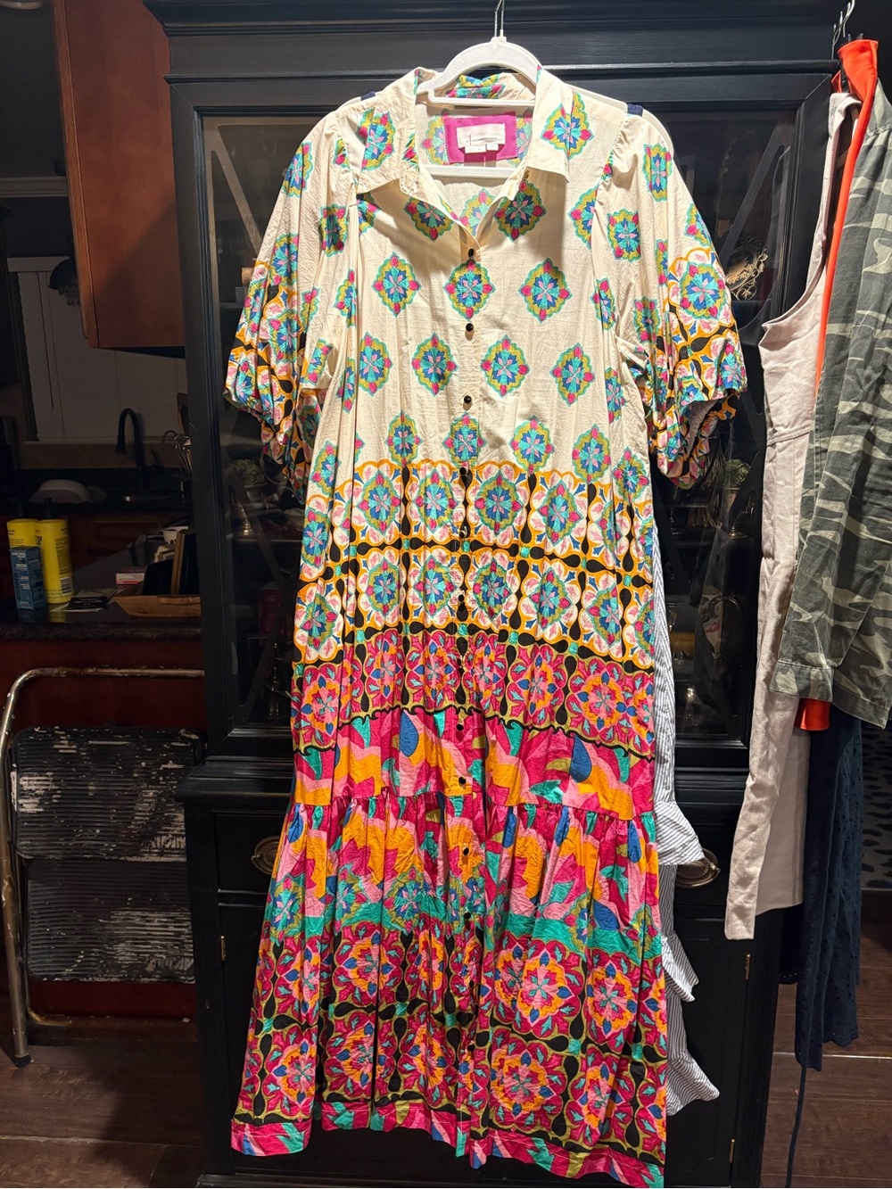 By Anthropologie Mixed Print Buttondown Maxi Dress - Picture 3 of 10